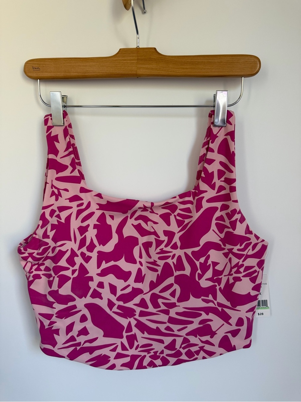 Women's Pink Patterned Bandeau Crop Top
